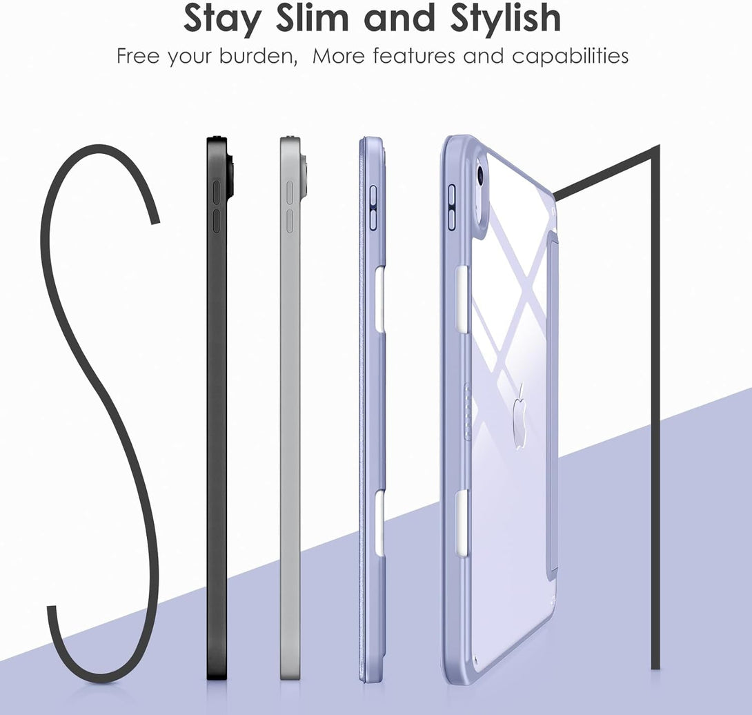 VIKESI Case for Ipad (A16) 11-Inch 2025 and Ipad 10Th Generation 10.9 Inch 2022, Clear Back and TPU Shockproof Frame Cover [Built-In Pencil Holder, Support Auto Sleep/Wake] - Blue Purple