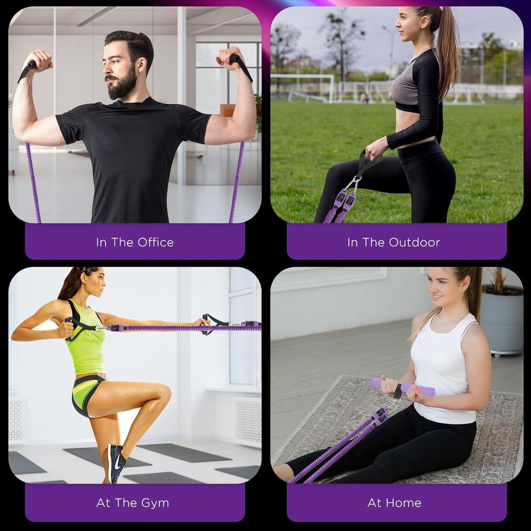 2025 Upgrade Pedal Resistance Band, 4-Tube Elastic Sit up Pull Rope for Men and Women, Pedal Puller for Strength Training, Foot Resistance Rope for Physical Therapy, with 5Pcs Exercise Bands