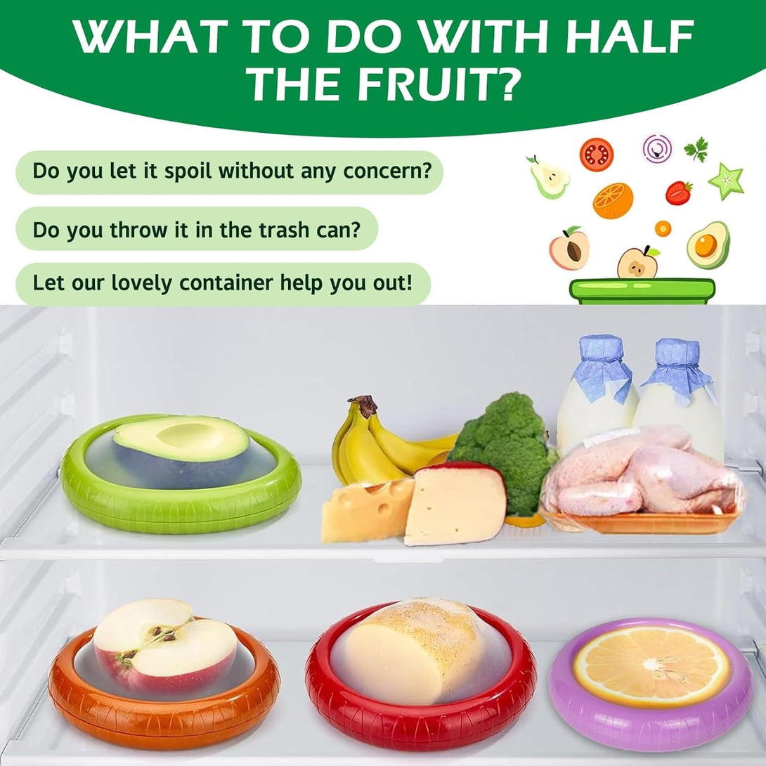 Avocado Saver and Tomato Holder - Set of 4 Preventing Food Flavor Skewering Reusable Storage Containers for Fridge -Ideal for Garlic, Onions, Lemons, and Potatoes