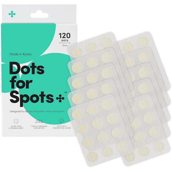 Dots for Spots Pimple Patches for Face - Fast Acting, Translucent Hydrocolloid Zit Patches That Unclog Pores - Korean Skincare - Vegan, Cruelty Free - (120 Count)
