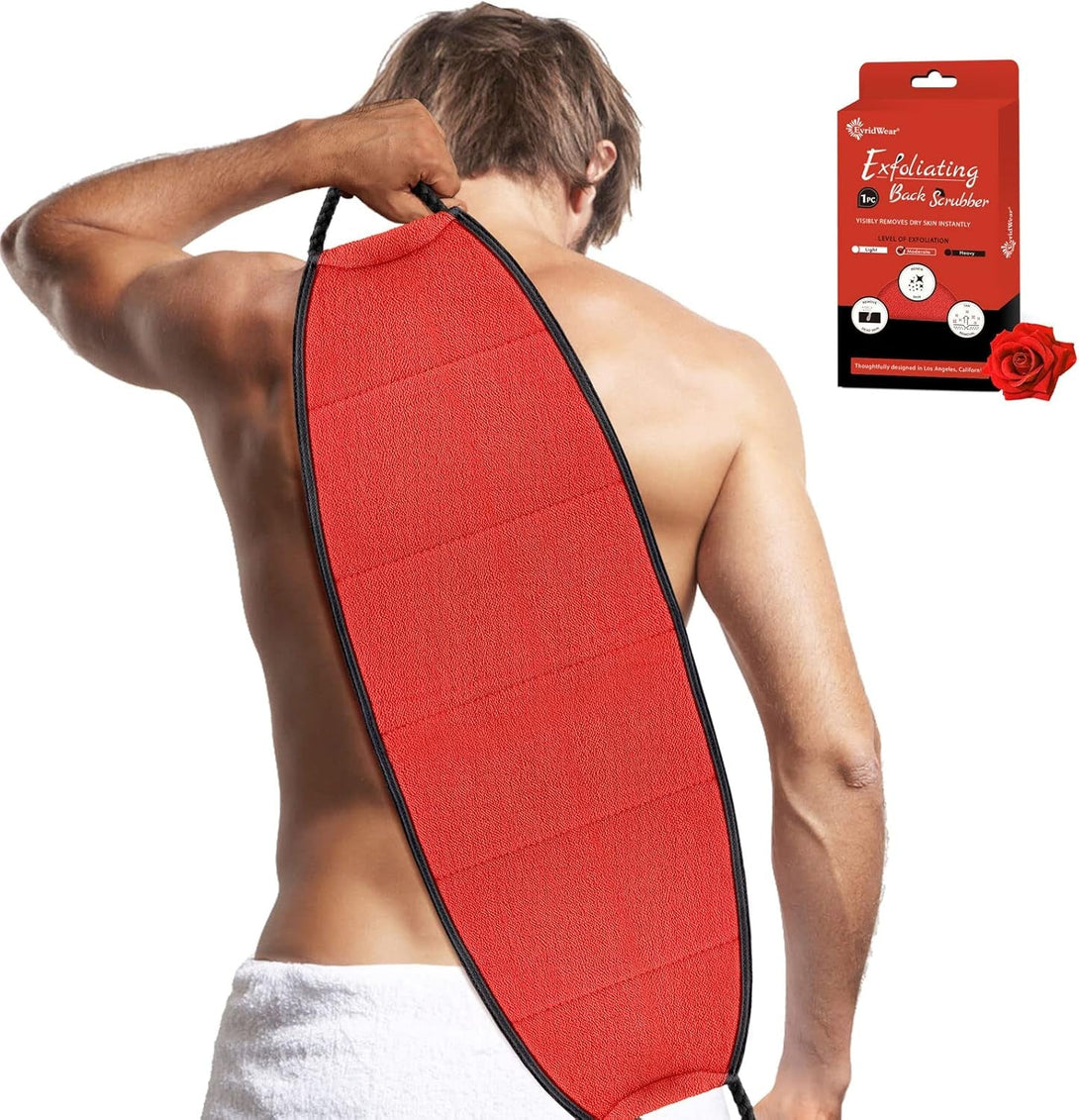 Evridwear Exfoliating Body Scrubber with Handles Back Washer Back Scrubber for Shower Bath Dry Skin Whole Body Deep Clean Men Women(Moderate)