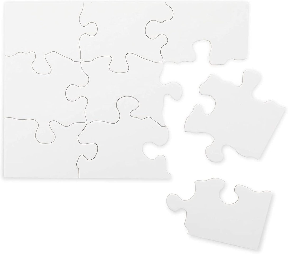 Bright Creations 24 Sheets Blank Puzzles to Draw on Bulk, 5.5 X 4 Inch Jigsaw Puzzle Pieces for DIY, Arts and Crafts Projects
