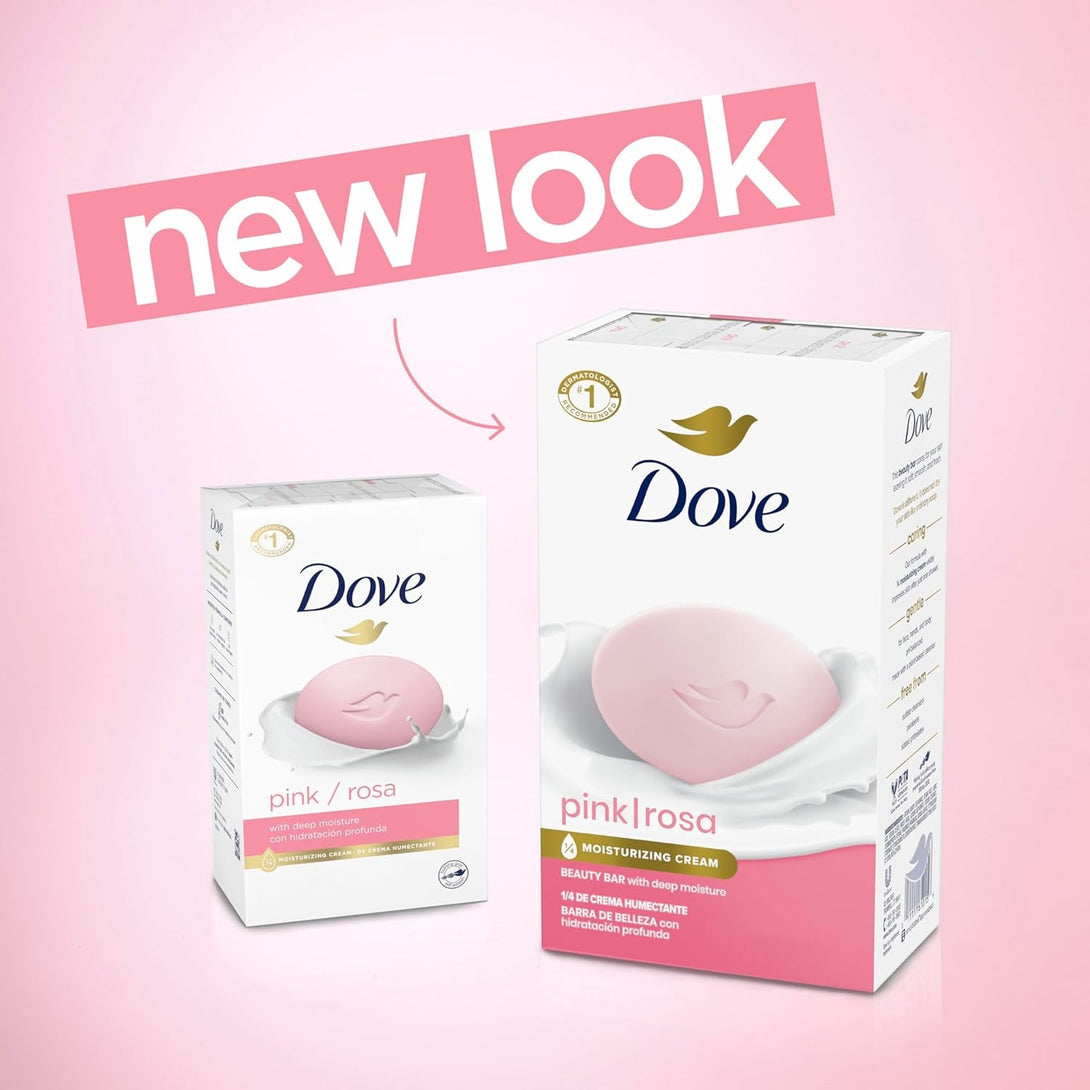 Dove Beauty Bar Gentle Skin Cleanser Pink 6 Bars Moisturizing for Gentle Soft Skin Care More Moisturizing than Bar Soap 3.75 Oz