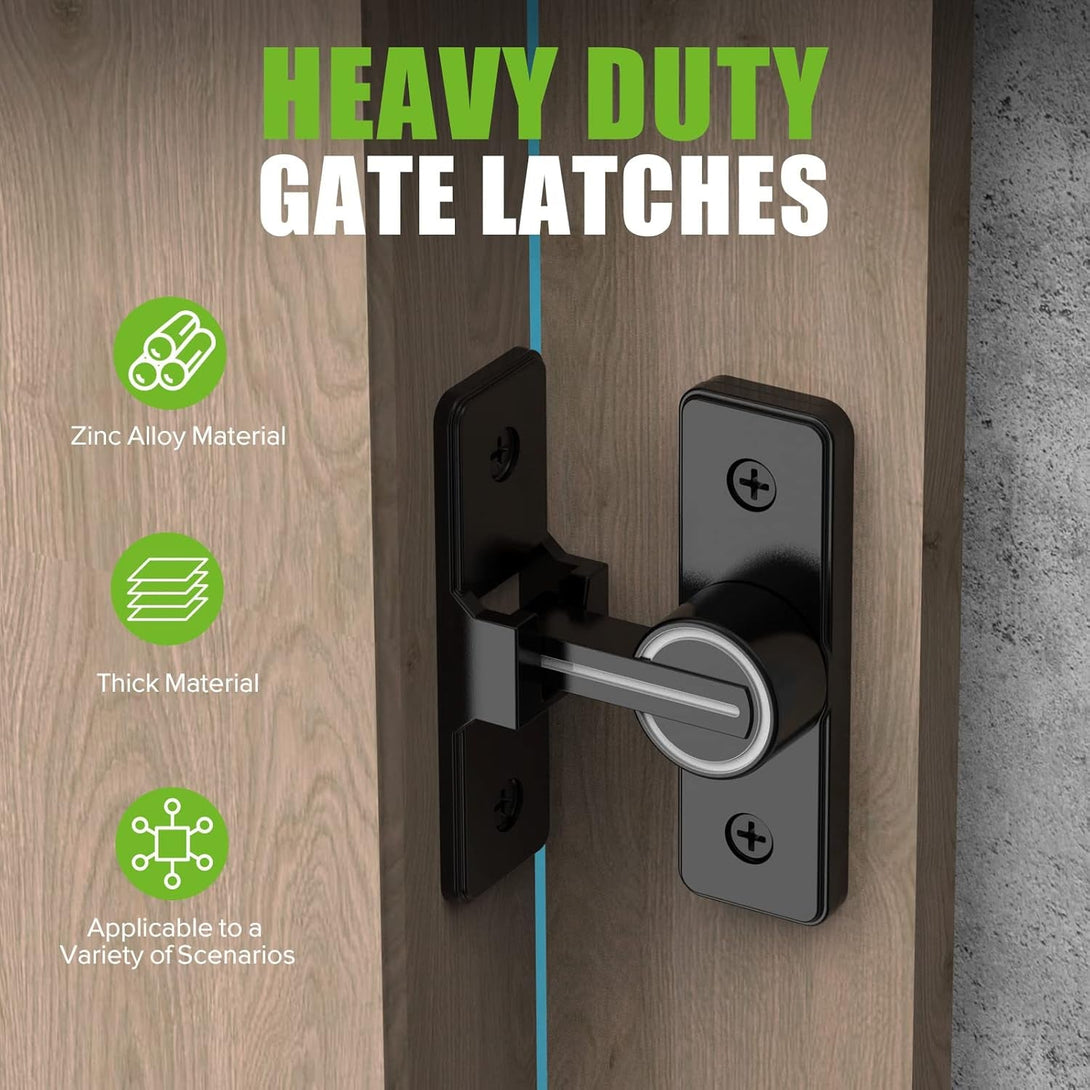 Barn Door Lock Hardware, 90 Degree Heavy Duty Gate Latches Flip Latch Safety Door Bolt Latch Lock, Barn Sliding Door Latch Lock Suitable for Garden, Bathroom, Outdoor, Garage, Window