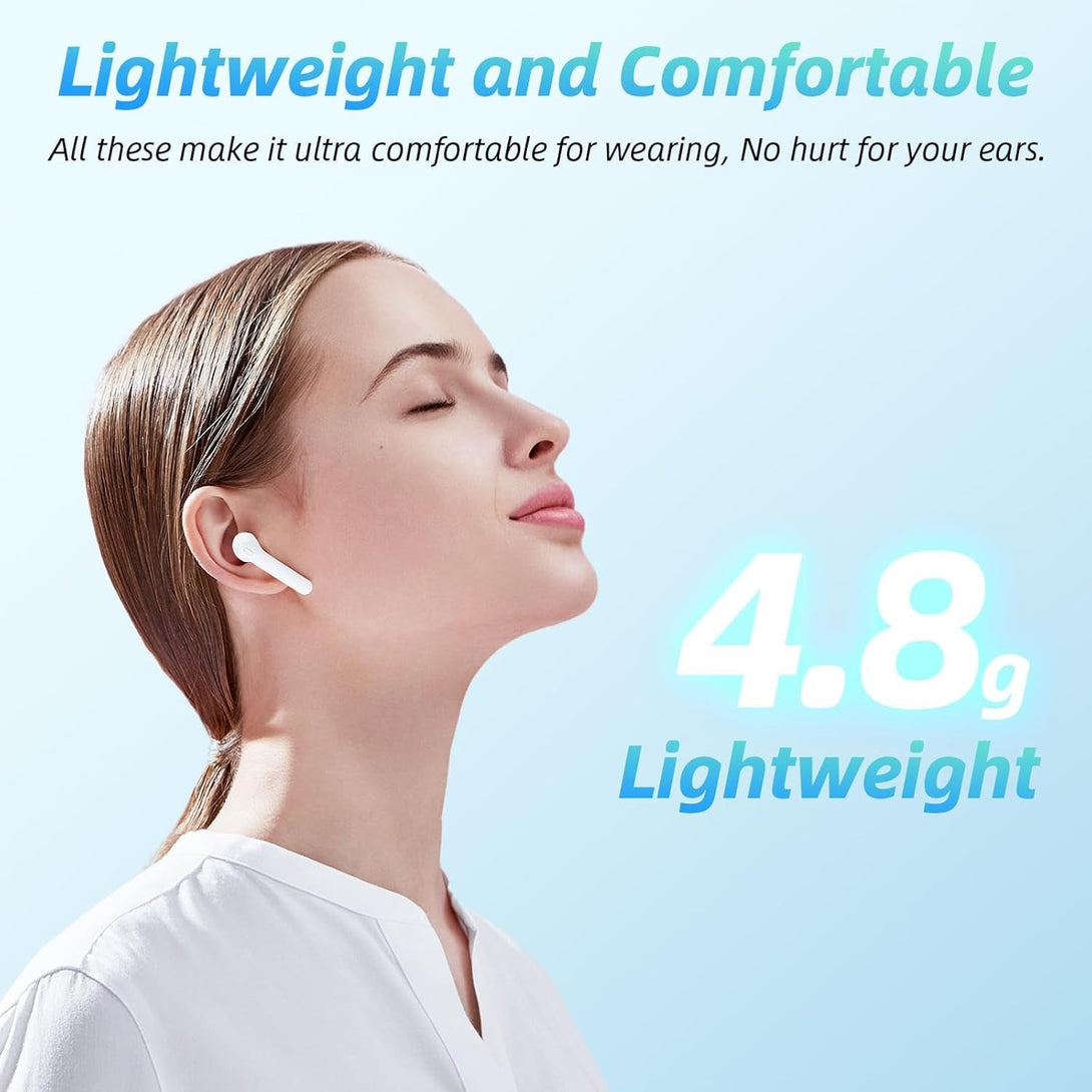 Wireless Earbuds 40H Playtime 8H Continuous Playtime Bluetooth Ear Buds, IPX6 Waterproof Stereo Sound Bluetooth Wireless Headphones with Microphone and Charging Case for Ios Android Sports