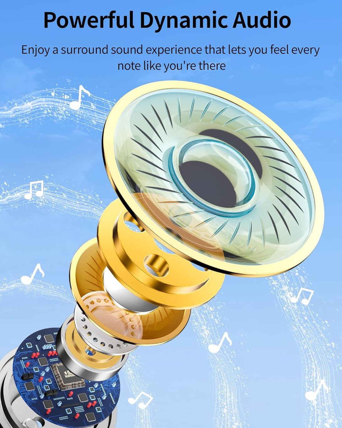 Pocbuds Bluetooth Headphones Wireless Earbuds 80Hrs Playtime Wireless Charging Case Digital Display Sports Ear Buds with Earhook Deep Bass IPX7 Waterproof Over-Ear Earphones for TV Phone Laptop Olive