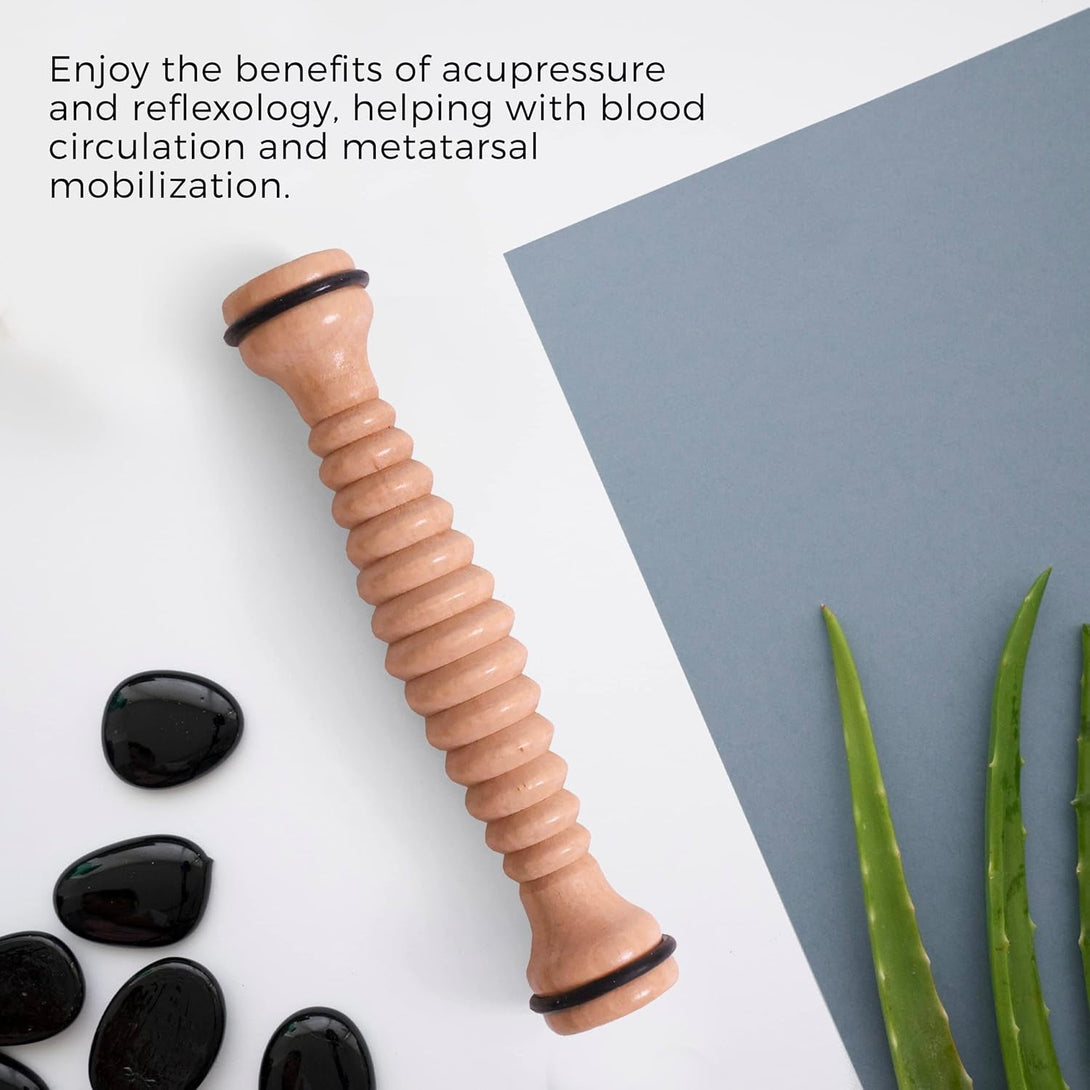 TOFL - Wooden Foot Massager - Natural Acupressure Reflexology Massage Roller for Relaxation and Stress Relief