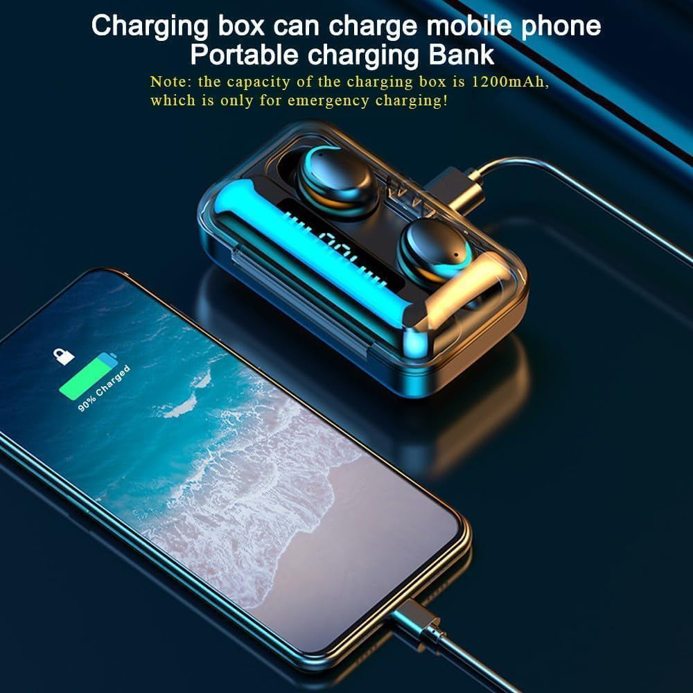 Wireless Earphones, Wireless Earbuds, Hifi Stereo, Bluetooth 5.3 Touch Control Noise Rduction Headphones, Mini Eear Buds Mic In-Ear Headphones IPX7 Waterproof Led Display for Smartphone