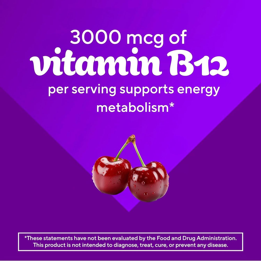 Vitafusion Extra Strength Vitamin B12 Gummy Vitamins for Energy Metabolism Support and Nervous System Health Support, Cherry Flavored, America’S Number 1 Gummy Vitamin Brand, 45 Day Supply, 90 Count