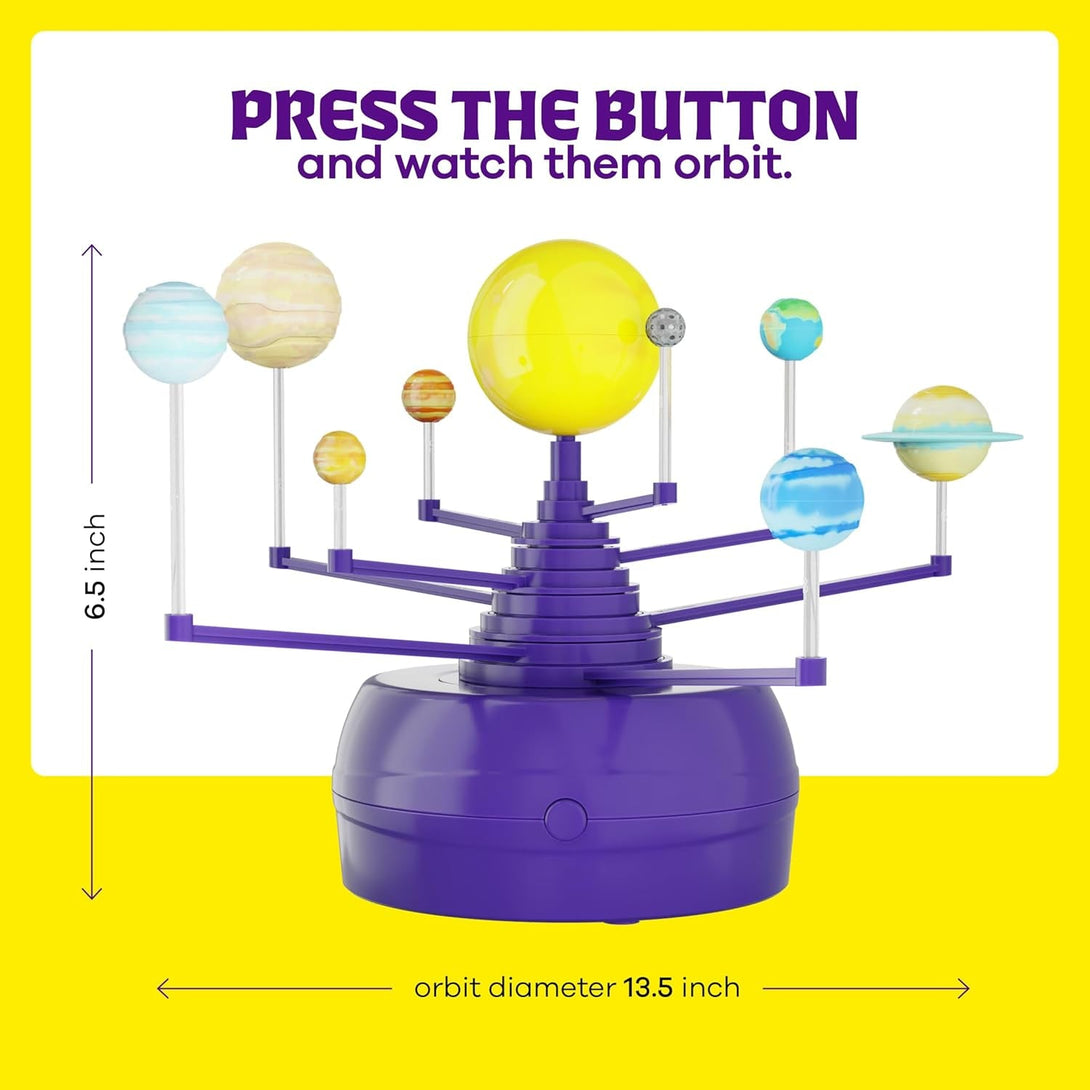 360° Orbiting Solar System for Kids - Paint & Build Model Kit - Arts and Crafts for Kid Ages 8-12, 4-6, 4-8, 6-8 - Space Toys 8-10 - Science Astronomy Gifts - Painting Craft Kits for Boys