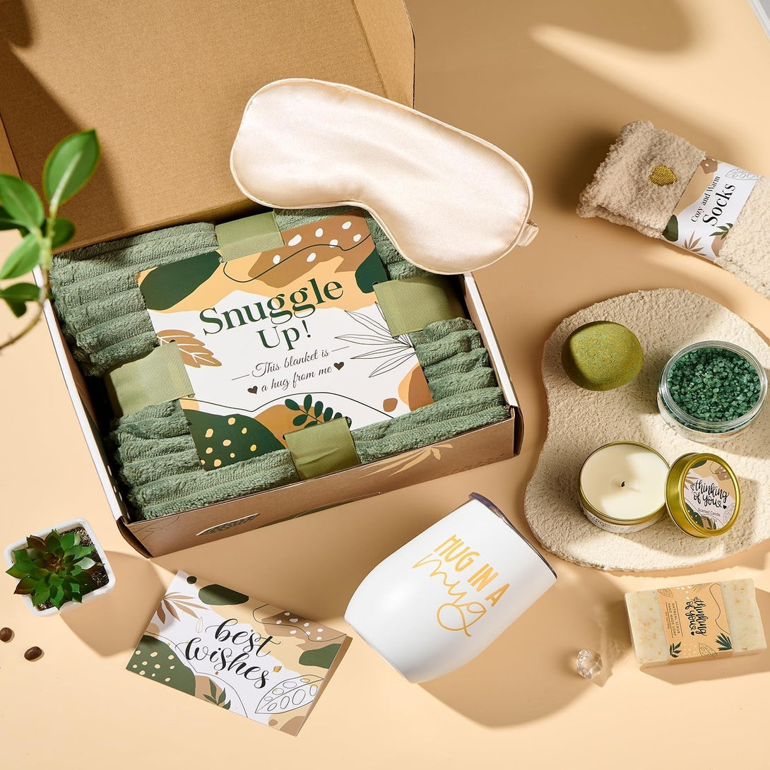Self Care Gifts for Women Get Well Soon Basket, Thinking of You Gifts with Tumbler and Relaxing Spa Bathcomb for Mom Wife Best Friends