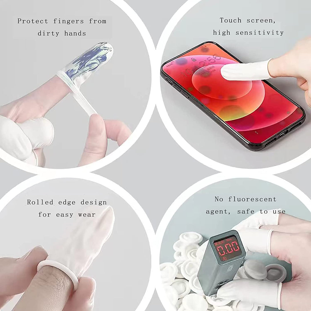 Approx. 420 Pcs Latex Finger Cots, Disposable Medium Finger Gloves, Fingertip Protectors, Thumb Covers, Sleeves Covers Protection for Fingertips(White)