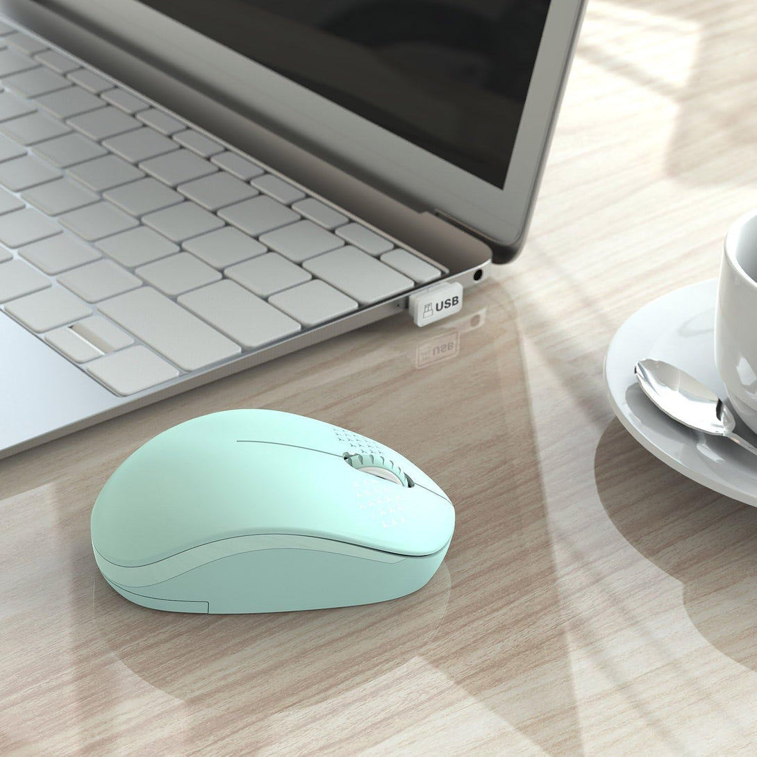 Seenda Wireless Mouse, 2.4G Noiseless Mouse with USB Receiver - Portable Computer Mice for PC, Tablet, Laptop with Windows System - Mint Green
