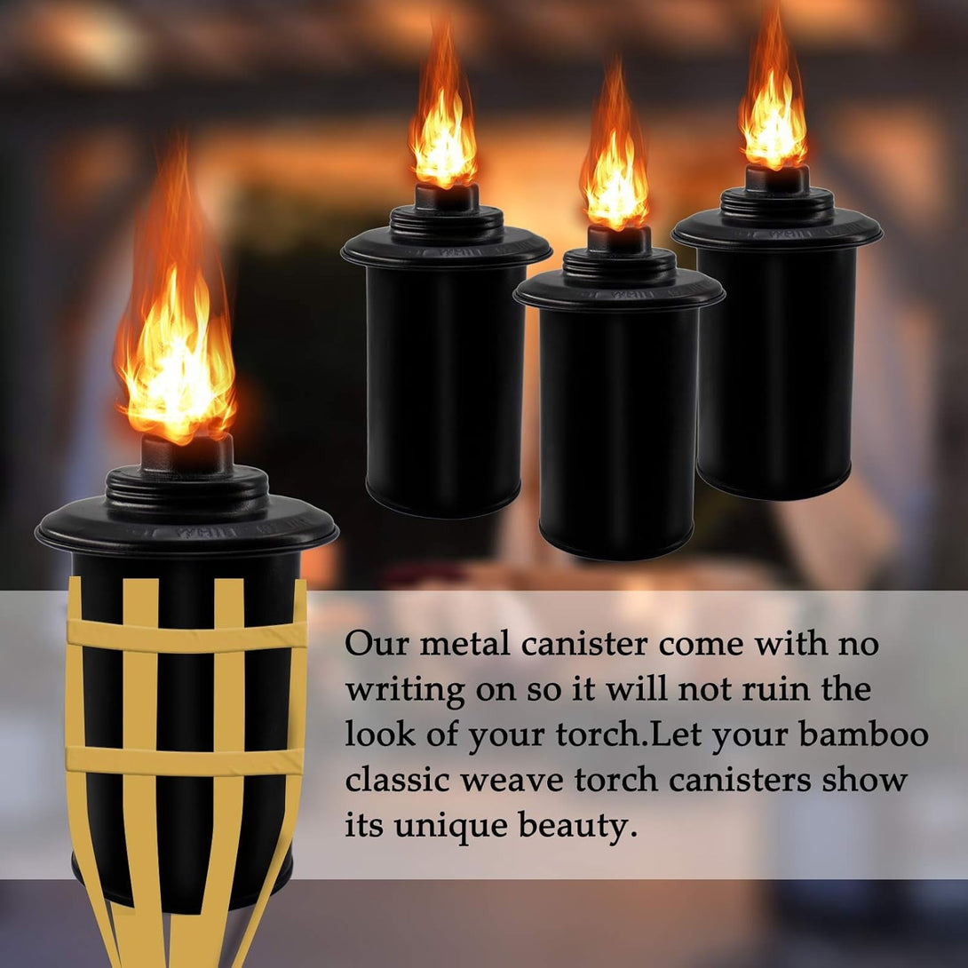 12Oz Torch Replacement Canisters, Bamboo Lantern Refillable Torches, Decorative Torch Canister Replacement for Yard, Patio, Deck, Garden, Party, Landscape