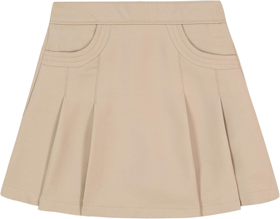 Nautica Girls' School Uniform Pleated Pull-On Scooter Skirt with Undershorts, Knit Waistband & Functional Pockets