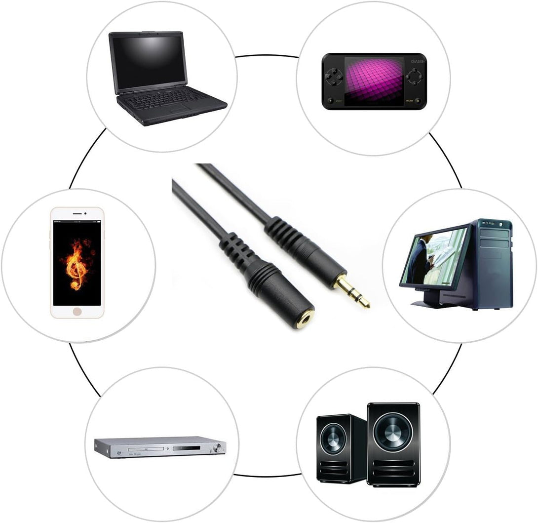 PASOW 3.5Mm Stereo Male to Female Extension Audio Cable Cord (30 Feet)