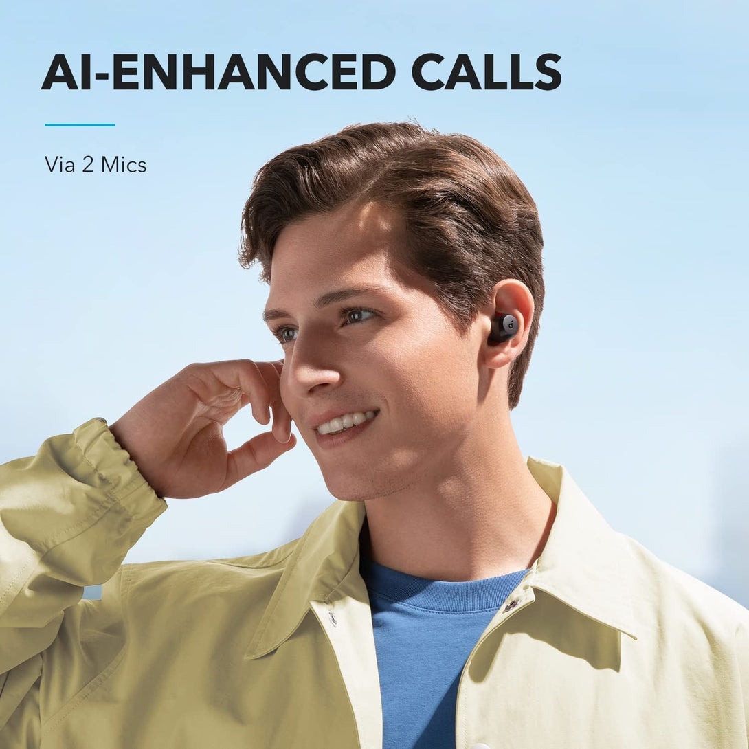 Soundcore by Anker A20I True Wireless Earbuds, Bluetooth 5.3, App, Customized Sound, 28H Long Playtime, Water-Resistant, 2 Mics for AI Clear Calls, Single Earbud Mode
