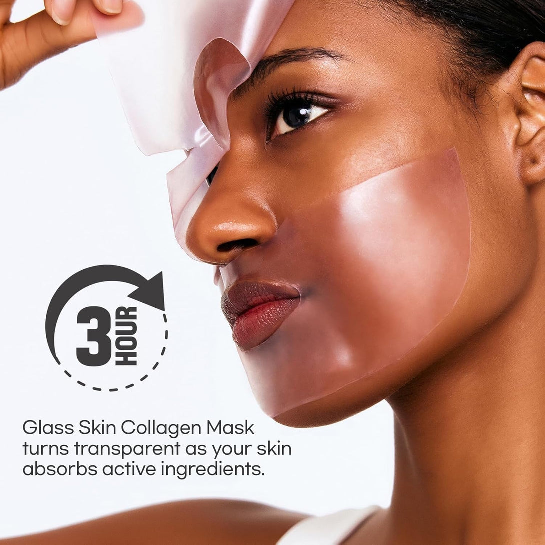Cell Fusion C Glass Skin Collagen Mask, 1.23 Oz. X 5 Sheets, Overnight Hydrogel Mask with Triple Collagen & Niacinamide, Hydrating and Plumping, Korean Skincare