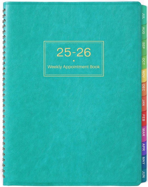 2025-2026 Weekly Appointment Book & Planner - Large 2025-2026 Daily Hourly Planner, JUL 2025 - JUN 2026, 8.5" X 11", Appointment Book with 15-Minute Interval, Thick Paper, Pocket, Turquoise