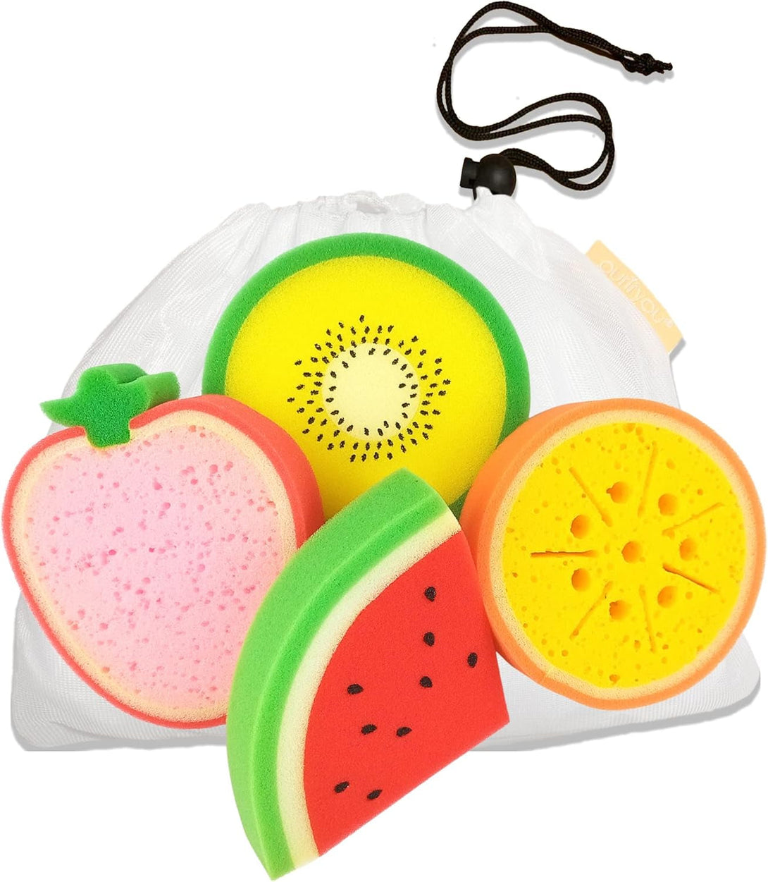 Purifyou Bath Sponges for Kids – Set of 4 Extra Large Soft Bath Loofahs, Gentle Exfoliating Shower Scrubbies, Fun Animal-Shaped Body Wash Sponge for Toddlers, Boys & Girls, Baby Bath Toy Accessory