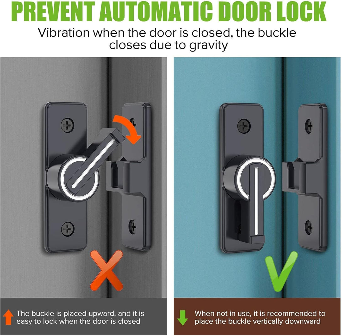 Barn Door Lock Hardware, 90 Degree Heavy Duty Gate Latches Flip Latch Safety Door Bolt Latch Lock, Barn Sliding Door Latch Lock Suitable for Garden, Bathroom, Outdoor, Garage, Window