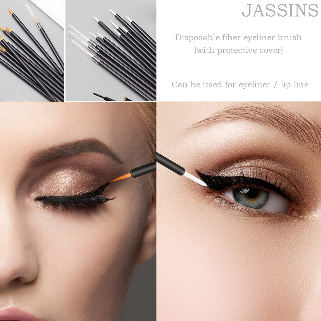 300Pcs Disposable Makeup Tool Kit,Brow Brush/Mascara Brush/Lip Applicators/Eyeshadow Applicators/Eye Liner Brush,Jassins Makeup Disposable Accessories with Organizer Box