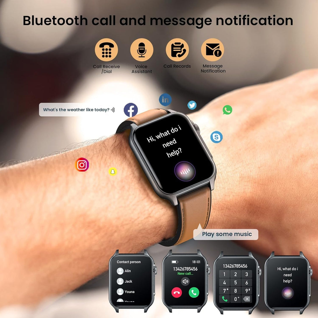 Smart Watch for Men Fitness Tracker: 1.96" Military Smartwatches with Bluetooth Call Three Lights Flashlight Watch Compatible Android Ios Phone 100+ Outdoor Sports Modes Pedometer Heart Rate Monitor