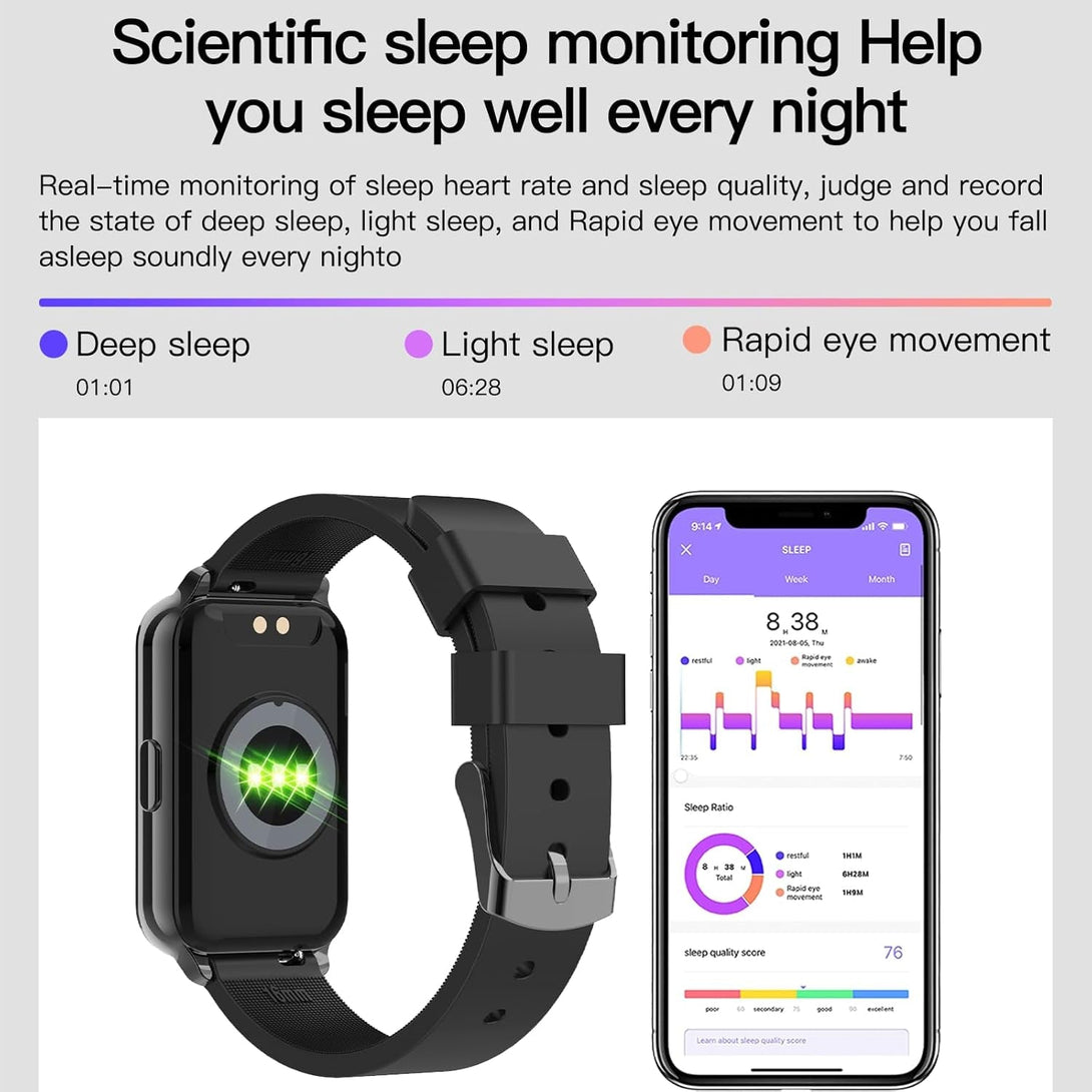 Fitness Tracker Smart Watch Make/Answer Calls for Women Men with Heart Rate Blood Oxygen Sleep Monitor Sports Modes Step Calorie Counter IP68 Waterproof for Android Phones and Iphone