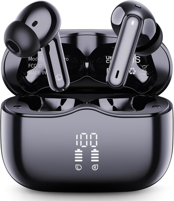 Wireless Earbuds, 2025 Bluetooth 5.4 Headphones in Ear with 4 ENC Noise Cancelling Mic, New Wireless Earphones Hifi Stereo Deep Bass 40H Playtime, LED, In-Ear Bluetooth Ear Buds IP7 Waterproof, USB-C
