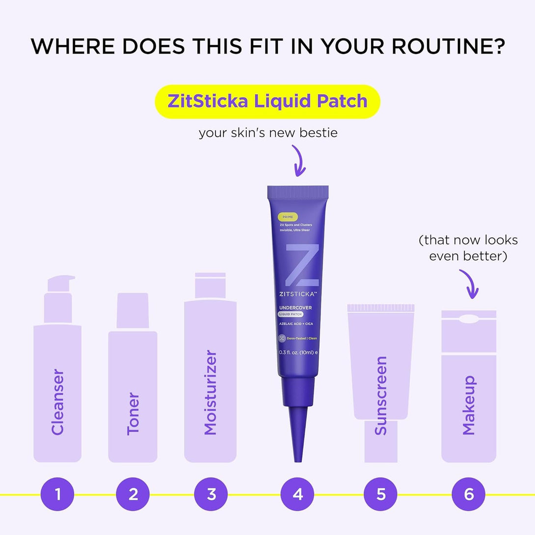 Zitsticka Liquid Pimple Patch - Invisible Pimple Patches for Face, FSA HSA Eligible Pimple Cream, Salicylic Acid Spot Cover for Face, Liquid Pimple Patch Large & Clear Fits to Makeup (0.3Oz, 10Ml)