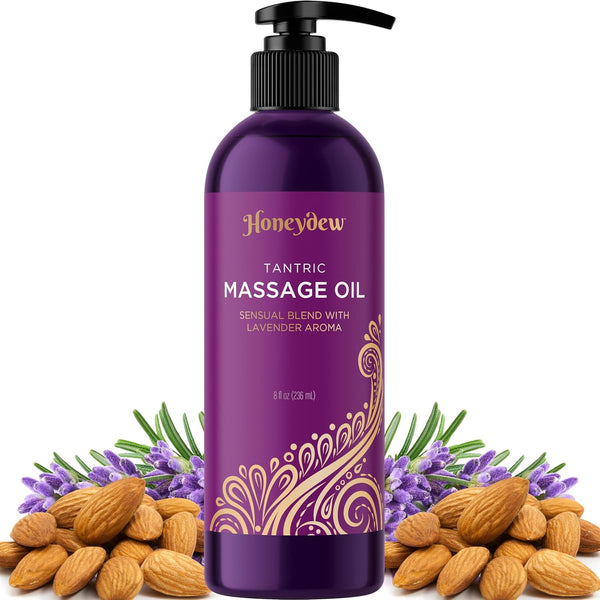 Lavender Massage Oil for Couples Relaxation - Non Greasy Non Staining Irresistibly Silky Full Body Massage Oil for Massage Therapy with Lavender Essential Oil - Therapeutic Grade Non GMO and Vegan
