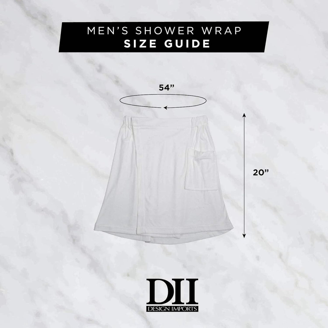 DII Men'S Terry Shower Wrap Collection Adjustable with Velcro and Pocket, 54X20, Stonewash Blue