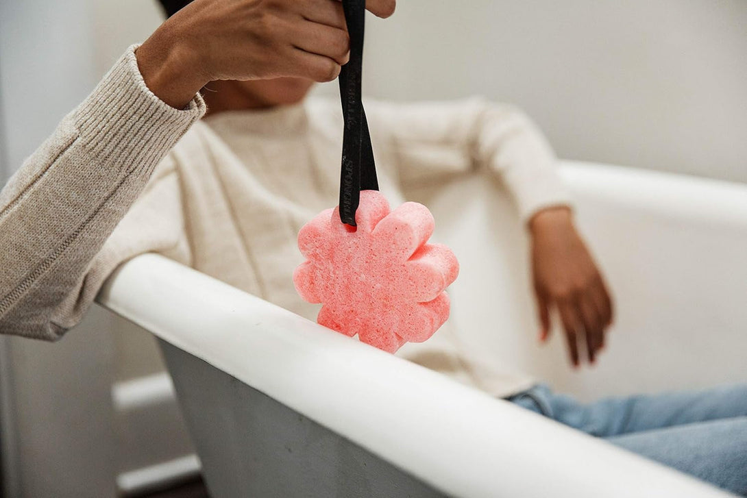 Spongelle Bulgarian Rose Wild Flower Buffer Body Scrubber | Bath & Shower Loofah for Women | Exfoliator with Body Wash Infused Sponge | 14+ Uses