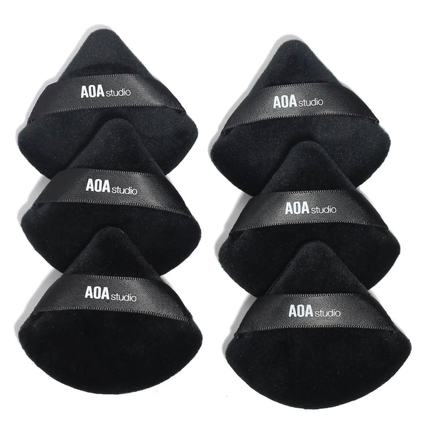 AOA Studio Velvet Puffs Makeup Puff Set of 6 Loose Powder Body Powder, Velour Makeup Blender Sponge Foundation Blending Sponges Set Beauty Makeup Tools (Black)