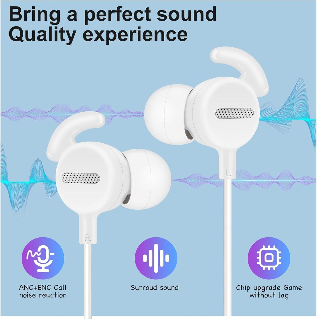 Type C Headphones in Ear Headsets for Iphone 15 15Pro 15 Pro Max Earphones Wired,Iphone16 16 Por Max Headphones Wired with Mic & Remote Control Compatible with Most Type C Jack Devices