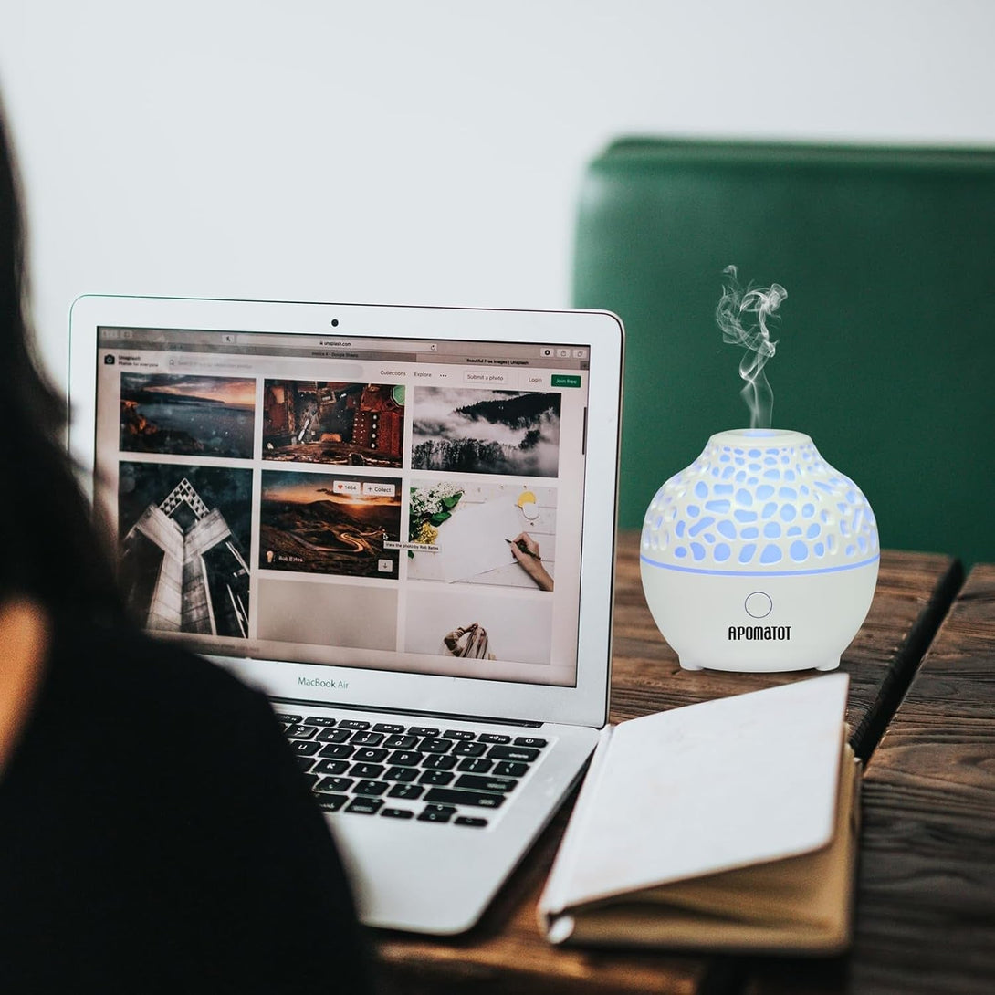 APOMOTOT 2 Pack Essential Oil Diffuser,Mini Portable Aromatherapy Diffusers,60Ml Cool Mist Humidifier with USB 7 LED Light Color,Waterless Auto Shut-Off for Gift Home Office Room