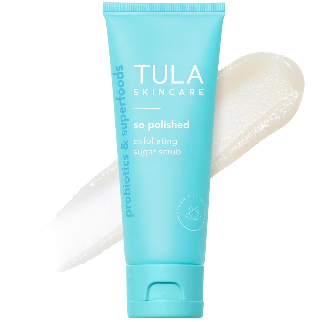 TULA Skin Care so Polished Exfoliating Sugar Scrub - Face Scrub, Gently Exfoliates with Sugar, Papaya, and Probiotic Extracts for a Softer and Radiant-Looking Complexion, 2.9 Oz.