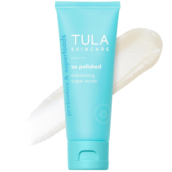 TULA Skin Care so Polished Exfoliating Sugar Scrub - Face Scrub, Gently Exfoliates with Sugar, Papaya, and Probiotic Extracts for a Softer and Radiant-Looking Complexion, 2.9 Oz.