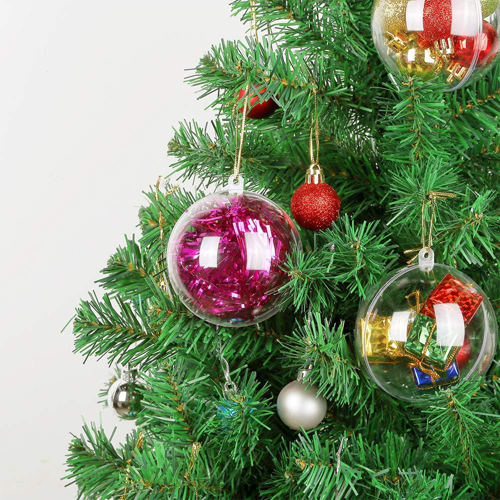 20Pcs Clear Fillable Ornaments Ball, AGM DIY Plastic Christmas Tree Hanging Ornaments Ball, 3.94'' Decoration Art Crafts for New Years Present, Holiday, Wedding, Party Home Decor (100MM)