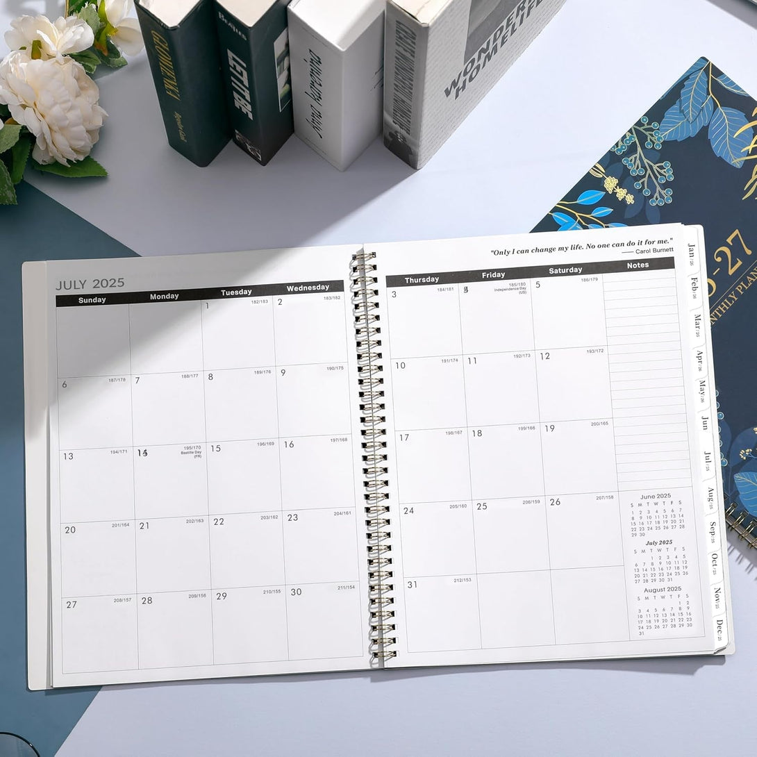 2025-2027 Monthly Planner - 2 Year Monthly Planner/Calendar 2025-2027, Academic Planner, Jul 2025 - Jun 2027, 11" X 9", 24 Months, Tabs, Back Pocket, Holidays, Twin-Wire Binding, Note Pages