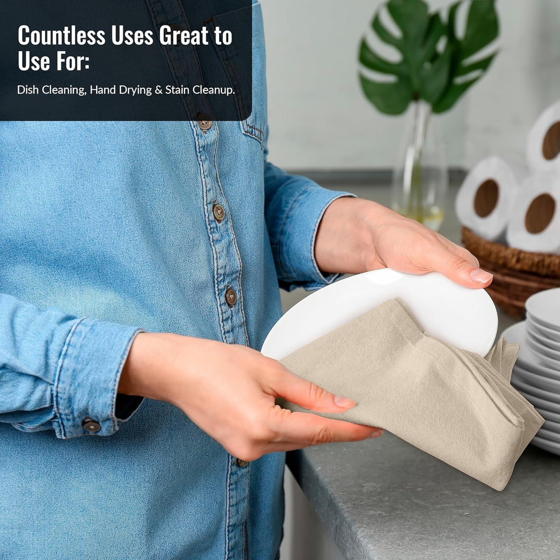 ROYALE LINENS Flour Sack Dish Towels - Kitchen Towel - Super Absorbent Flour Sack -100% Ring Spun Cotton -Tea Towels - for Embroidery, Cloth Diapers, Cheese Strainers (Natural - 33" X 38" Pack of 12)