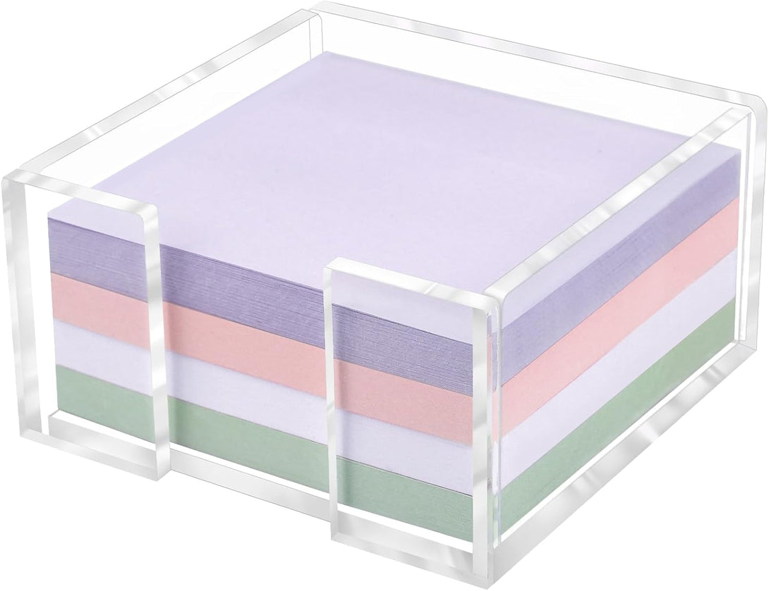 Acrylic Sticky Note Holder, 3 X 3 Crystal Clear Acrylic Notepad Holder Sticky Note Dispenser for Dorm Room and Office Desk Organizer