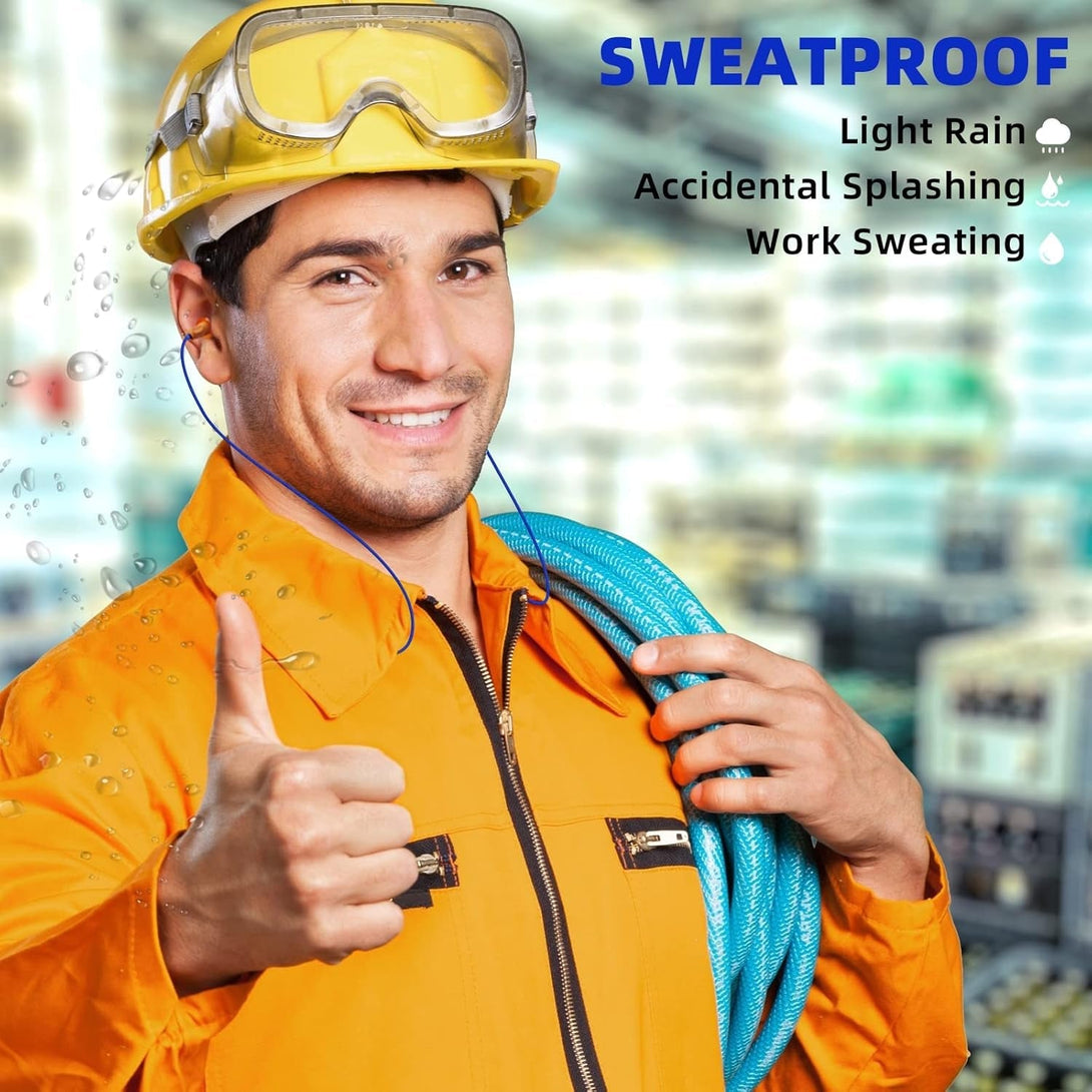 Ear Plugs Bluetooth Headphones for Work, Neckband Wireless Earbuds, Noise Reduction In-Ear Earphones with Mic and Controls, Waterproof Earbuds with 20 Hours Battery, for Industrial Safety