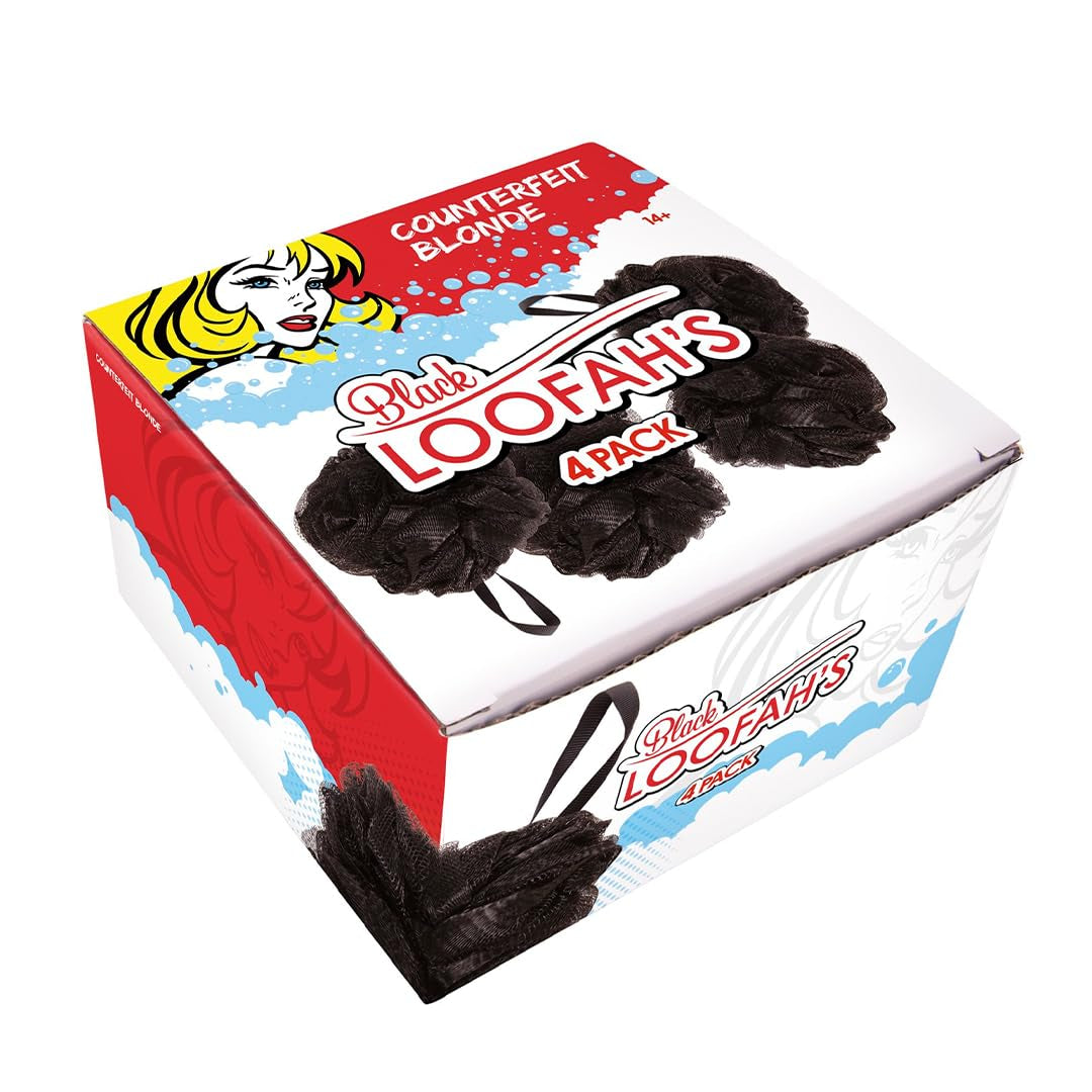 Black Loofah Bath Shower Sponges I (4-Pack) Body Scrubbers for Use in Shower I Bath Sponges for Shower Scrubber for Body I Loofah Exfoliating Body Scrubber Shower Accessories I Body Wash Loofah Sponge
