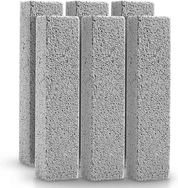 6 Pack Pumice Stone for Toilet Bowl Cleaning, Scouring Stick Remove Toilet Bowl Hard Water Rings, Calcium Buildup and Rust Suitable for Cleaning Toilet, Bathroom, Kitchen Sink, Grill（Gray
