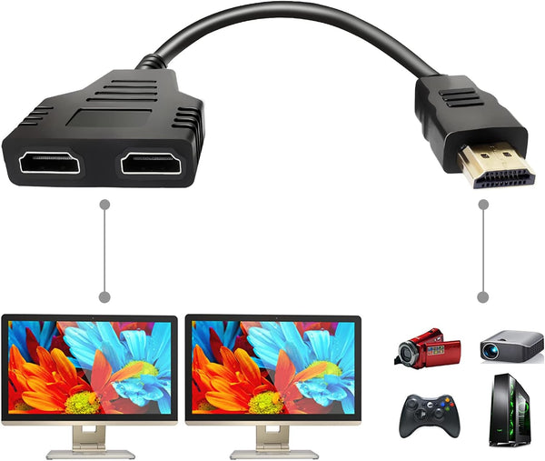 BATU HDMI Splitter Adapter Cable - Splitter 1 in 2 Out Male to Dual HDMI Female 1 to 2 Way for HD, LED, LCD, TV, Support Two the Same Tvs at the Same Time 1080P 30Cm