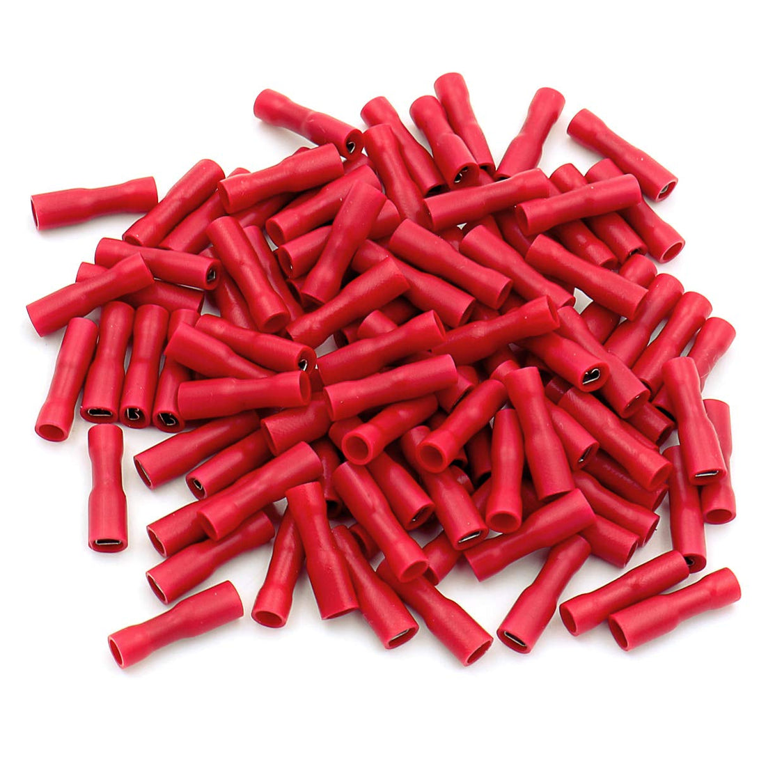 Baomain 0.11" Red Female Insulated Spade Wire Connector Electrical Crimp Terminal 18-22 AWG 2.8 X 0.5Mm (100PCS)