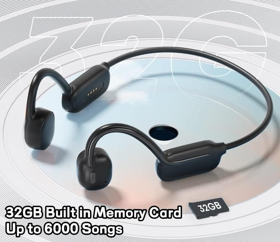 Ojelay Bone Conduction Wireless Headphones, IPX8 Waterproof Sport Earphone, Internal 32G Memory Wireless Music Player, Open-Ear Bluetooth 5.3 Water Resistant Headphone, for Swimming, Running