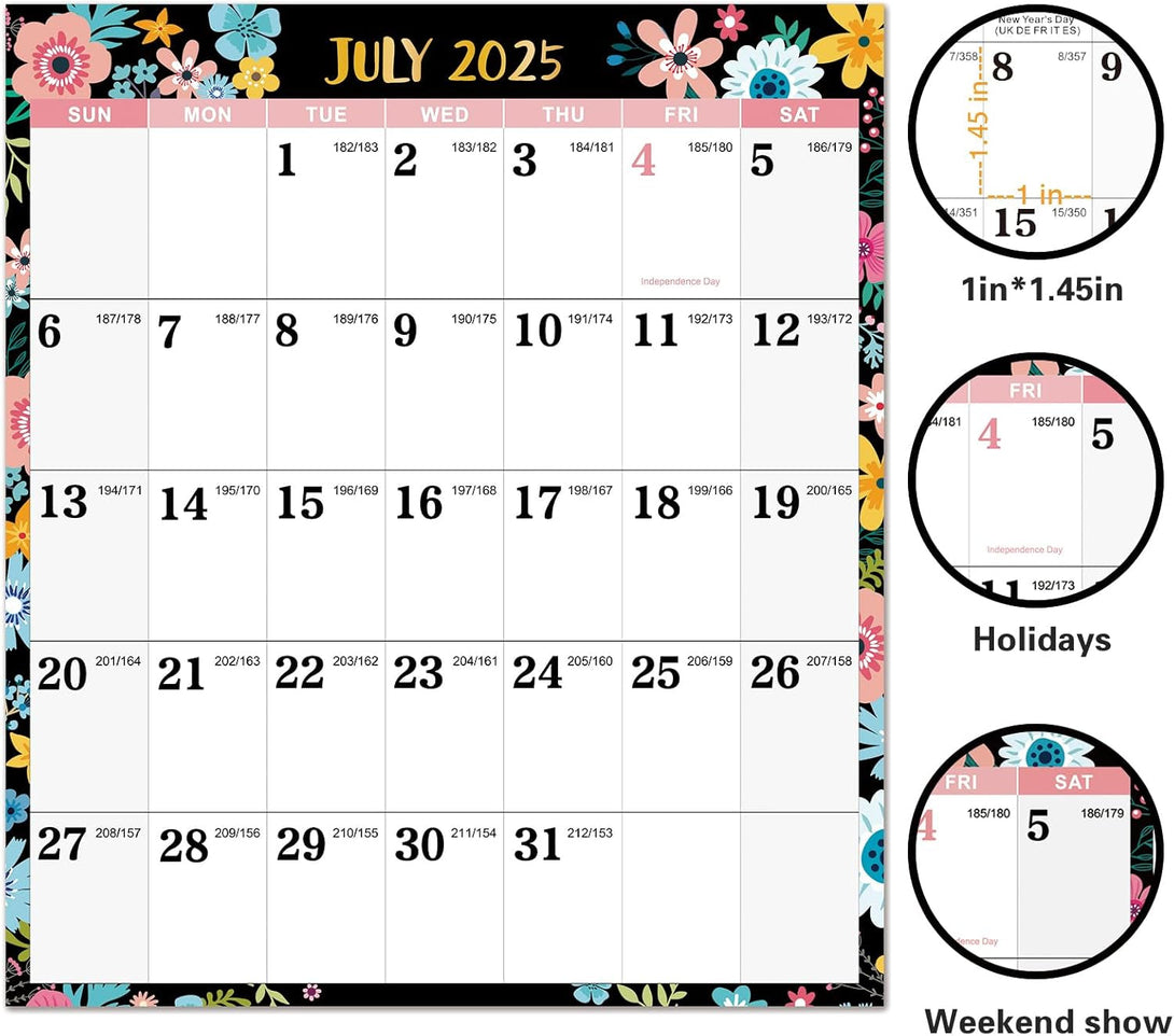 2025-2026 Dry Erase Calendar - JUL.2025 - JUN.2026, 2025-2026 Yearly Wall Calendar, 34.6" X 22.9", Dry Erase Wall Calendar with Thick Paper, Vertical/Horizontal