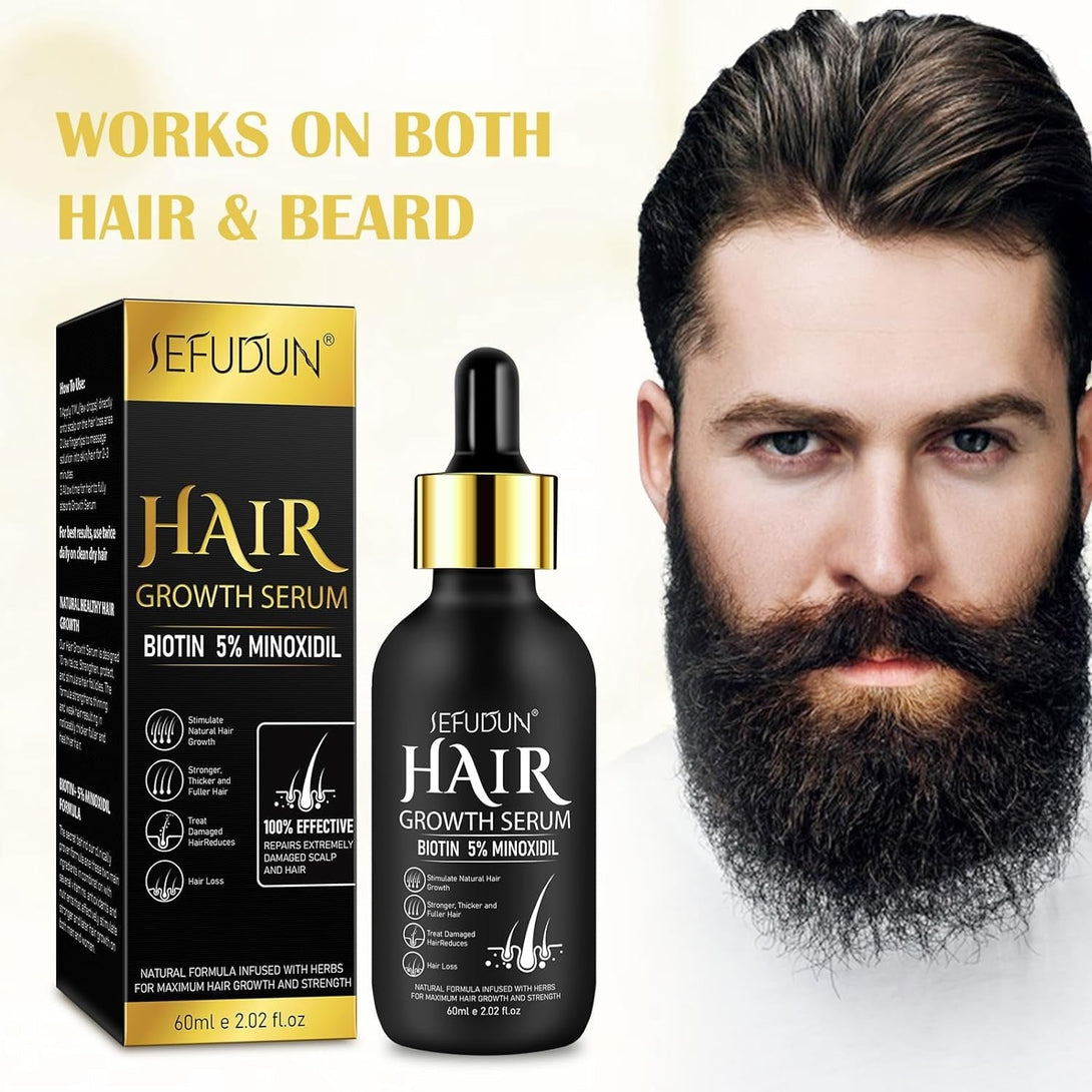 5% Minoxidil Hair Growth Oil for Men and Women - Regrowth Serum, Extra Strength Spray for Hair Loss, Thicker Healthier Hair, Beard Growth Kit, Topical Treatment, 2.02 Oz